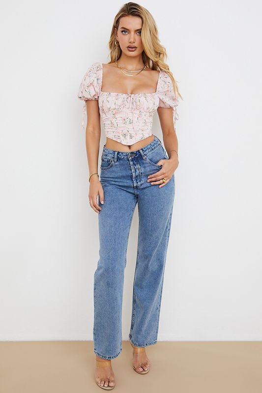 Pink House Of Cb Floral Puff Sleeve Tops | YQM-956042