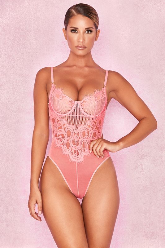 Pink House Of Cb Lace  Bodysuit | MFR-278431