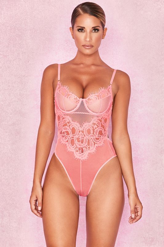 Pink House Of Cb Lace  Bodysuit | MFR-278431