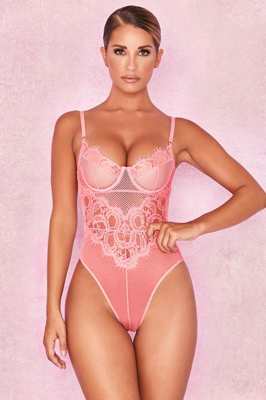 Pink House Of Cb Lace  Bodysuit | MFR-278431