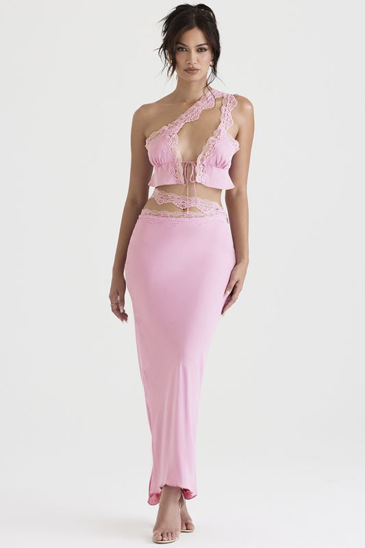 Pink House Of Cb Lace Trim Maxi Skirts | PQL-139284