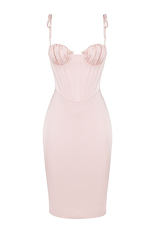 Pink House Of Cb Pink Satin Midi Dress | DGQ-107639