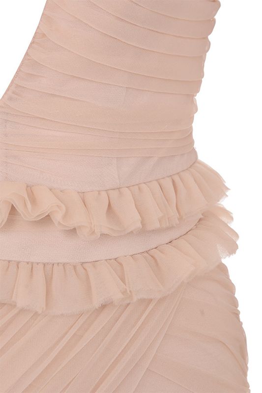 Pink House Of Cb Pleated Tulle Deep V  Dress | NQS-519027