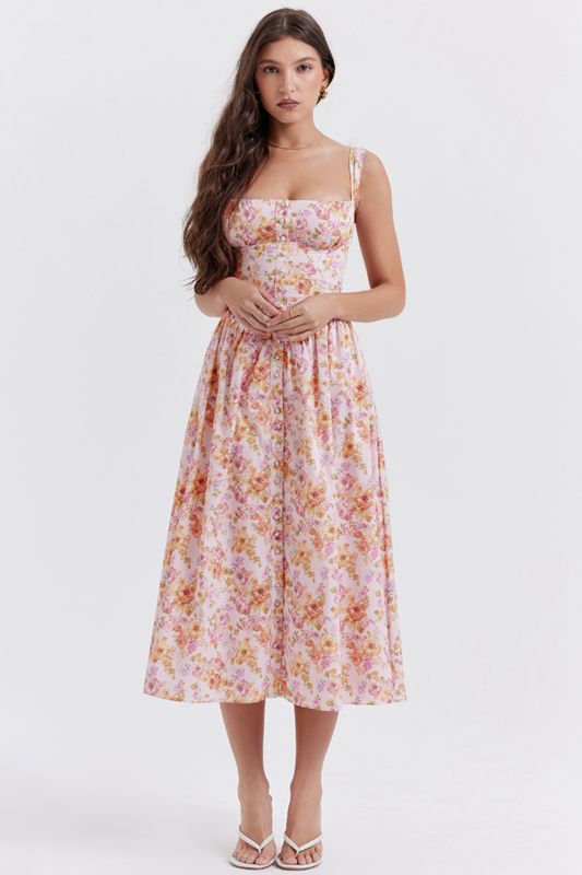 Pink House Of Cb Print Midi Dress | AUN-034521