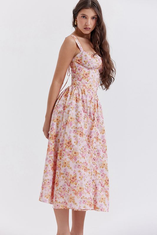 Pink House Of Cb Print Midi Dress | AUN-034521