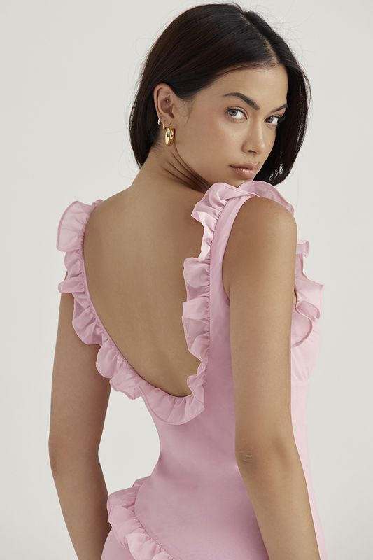 Pink House Of Cb Quartz Ruffle Mini Dress | SUO-841730