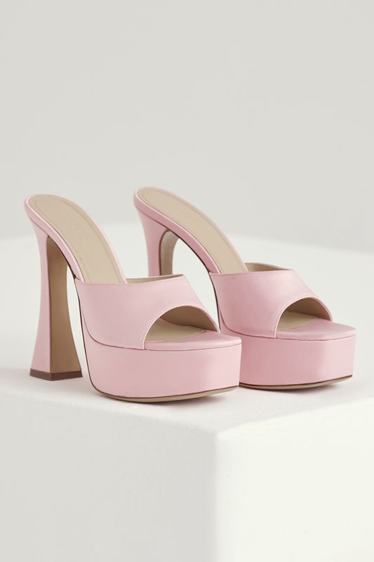 Pink House Of Cb Satin Platform Mules | YMF-819407