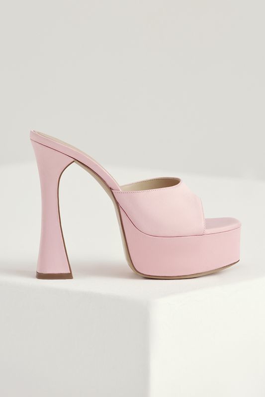 Pink House Of Cb Satin Platform Mules | YMF-819407