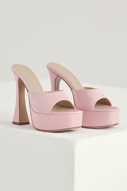 Pink House Of Cb Satin Platform Mules | YMF-819407