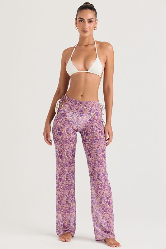 Purple House Of Cb Floral Cutouts Pants | PQW-617325