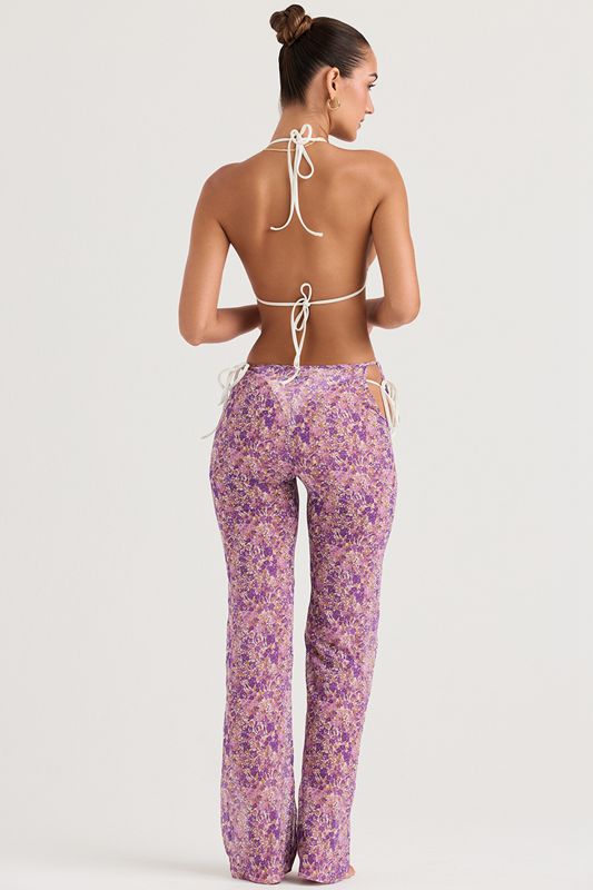 Purple House Of Cb Floral Cutouts Pants | PQW-617325