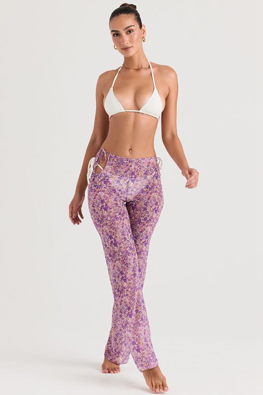 Purple House Of Cb Floral Cutouts Pants | PQW-617325