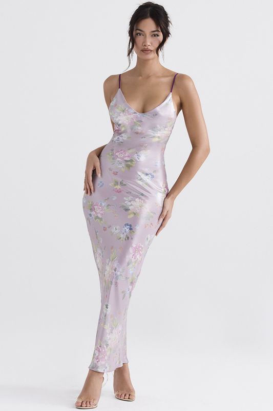 Purple House Of Cb Floral Maxi Dress | LQI-287934