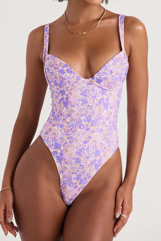 Purple House Of Cb Floral Underwired Swimsuit | ZLJ-914307