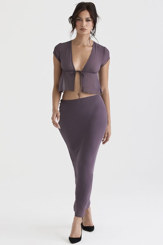 Purple House Of Cb Mauve Bias Cut Maxi  Skirts | EQN-865273