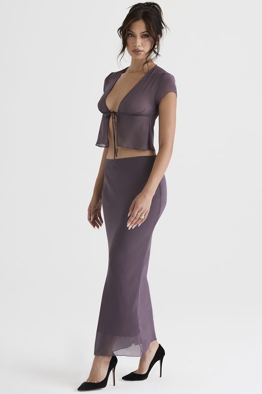 Purple House Of Cb Mauve Bias Cut Maxi  Skirts | EQN-865273