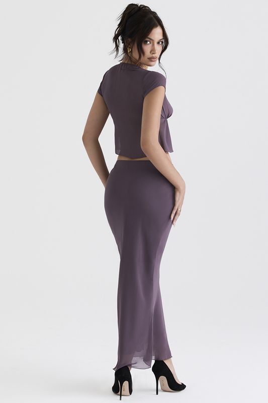 Purple House Of Cb Mauve Bias Cut Maxi  Skirts | EQN-865273