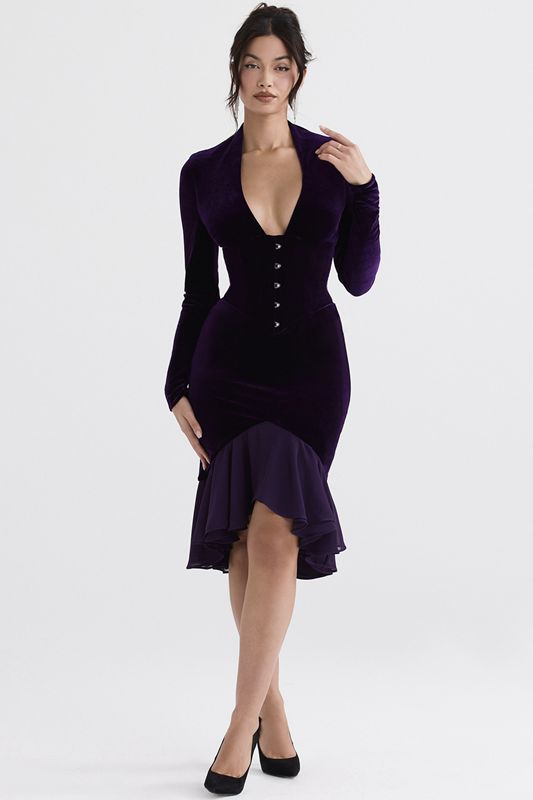 Purple House Of Cb Purple Velvet Dress | ZFQ-560984