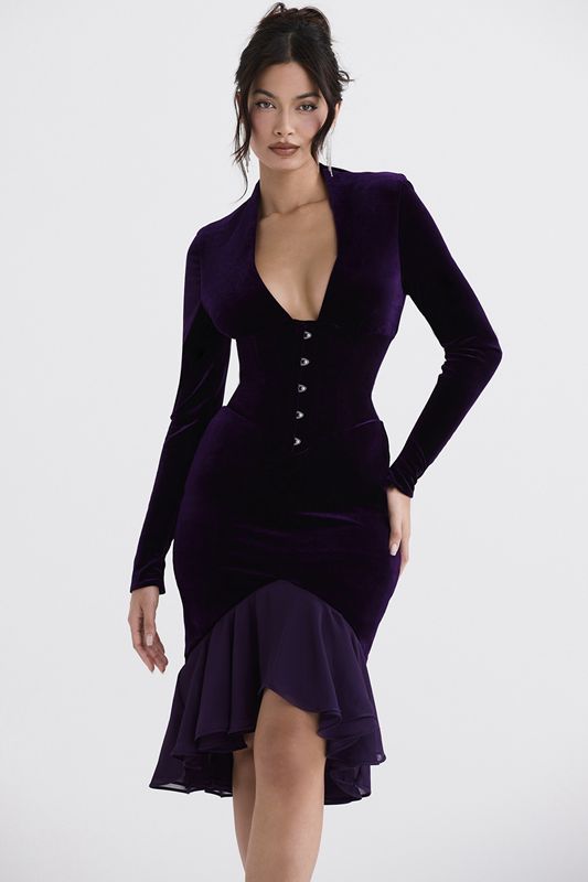 Purple House Of Cb Purple Velvet Dress | ZFQ-560984