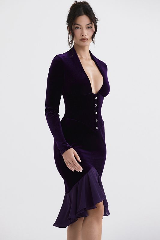 Purple House Of Cb Purple Velvet Dress | ZFQ-560984