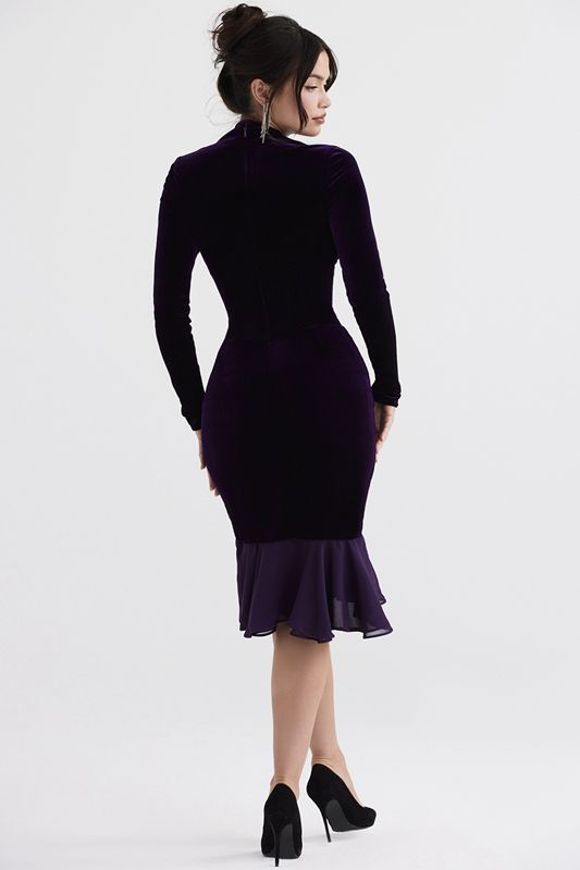 Purple House Of Cb Purple Velvet Dress | ZFQ-560984