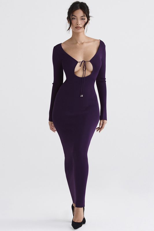 Purple House Of Cb Ribbed Knit Maxi Dress | HST-871546