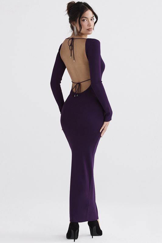 Purple House Of Cb Ribbed Knit Maxi Dress | HST-871546