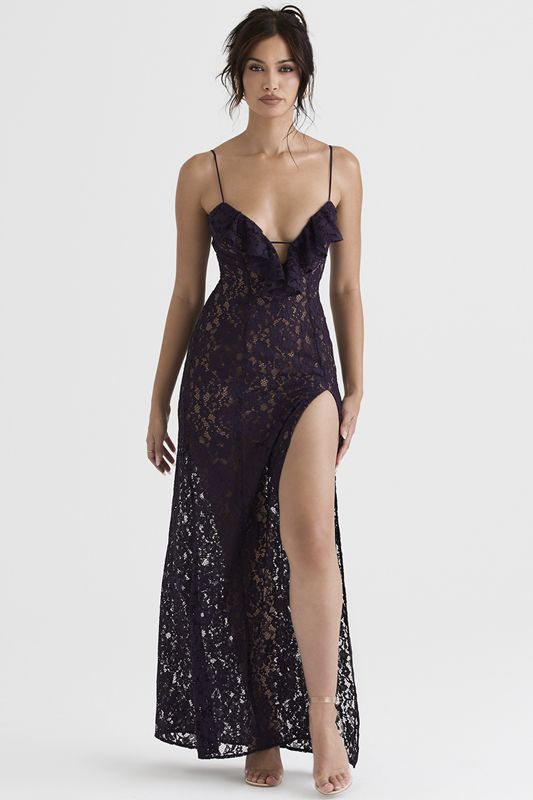 Purple House Of Cb Shade Lace Maxi Dress | KVX-387904