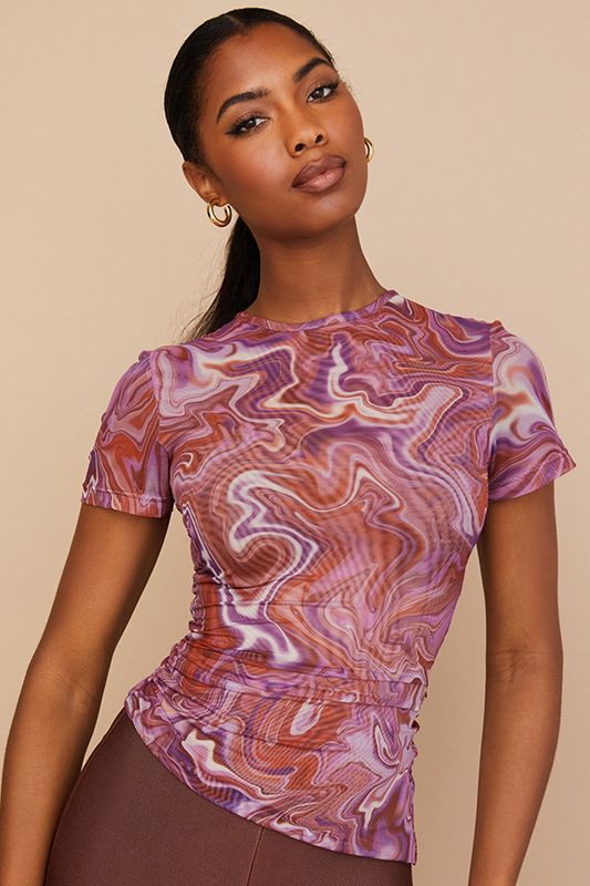 Purple House Of Cb Swirl Asymmetric T Shirts | KGW-271360