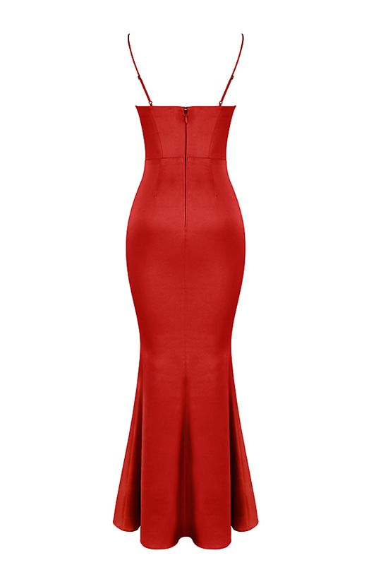 Red House Of Cb Rose Satin Maxi Dress | JCQ-904387