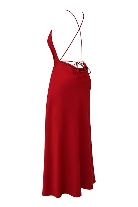 Red House Of Cb Rose Thigh Slit Maxi  Dress | AQJ-086231