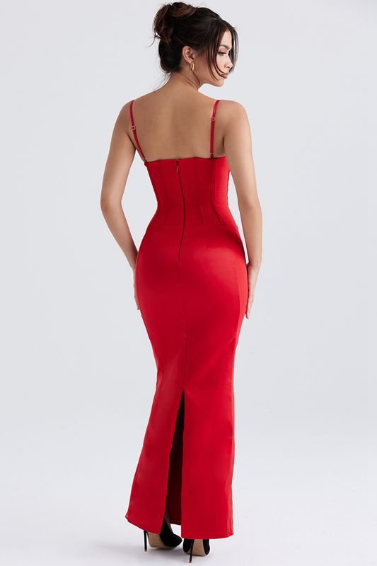 Red House Of Cb Satin Maxi Dress | OVT-548679