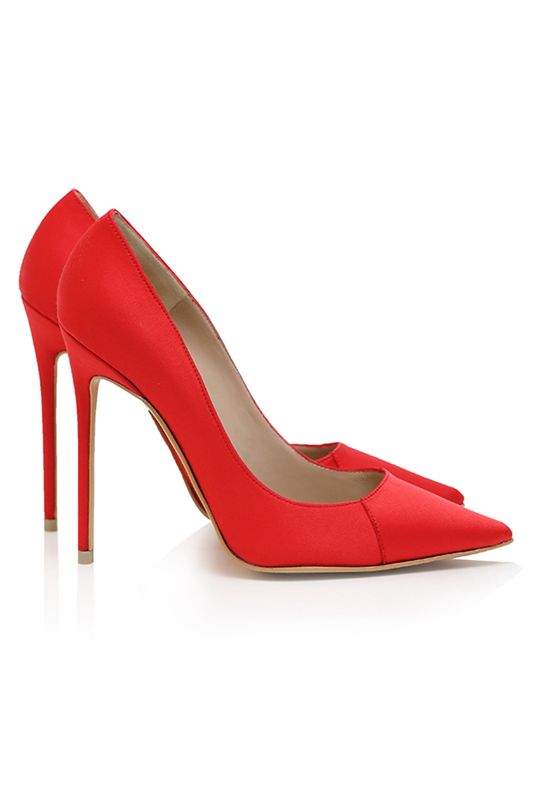 Red House Of Cb Scarlet Satin Pointy Toe  Heels | LRO-910847