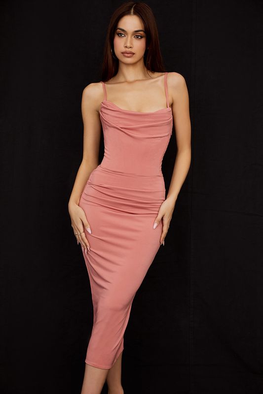 Rose House Of Cb Draped  Midi Dress | AXM-082543