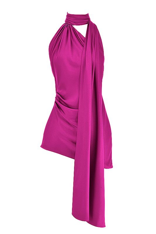 Rose House Of Cb Pink Asymmetric Wrap Neck  Dress | JZU-540397