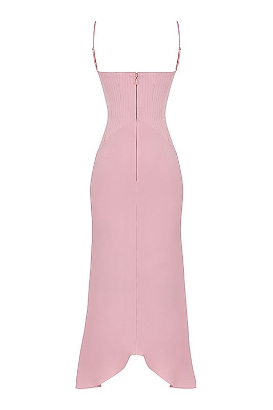 Rose House Of Cb Pink Satin Midi Dress | DOM-084952