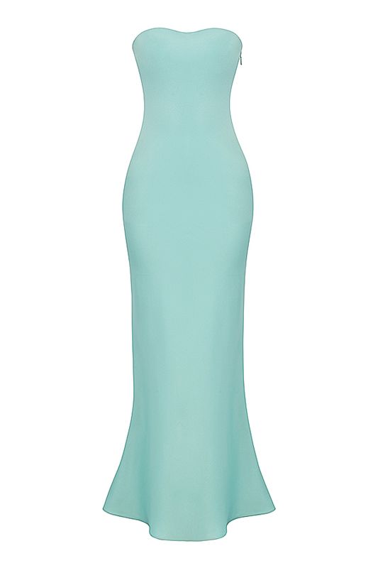 Turquoise House Of Cb Satin Strapless Maxi Dress | GFJ-497203