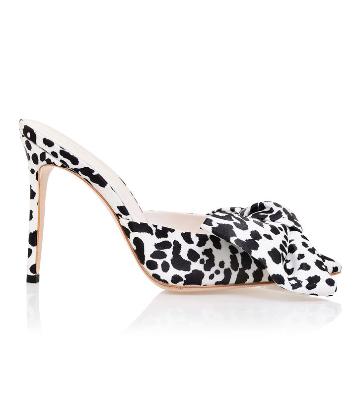 White / Black House Of Cb Print Oversized Bow Mules | GMW-523976