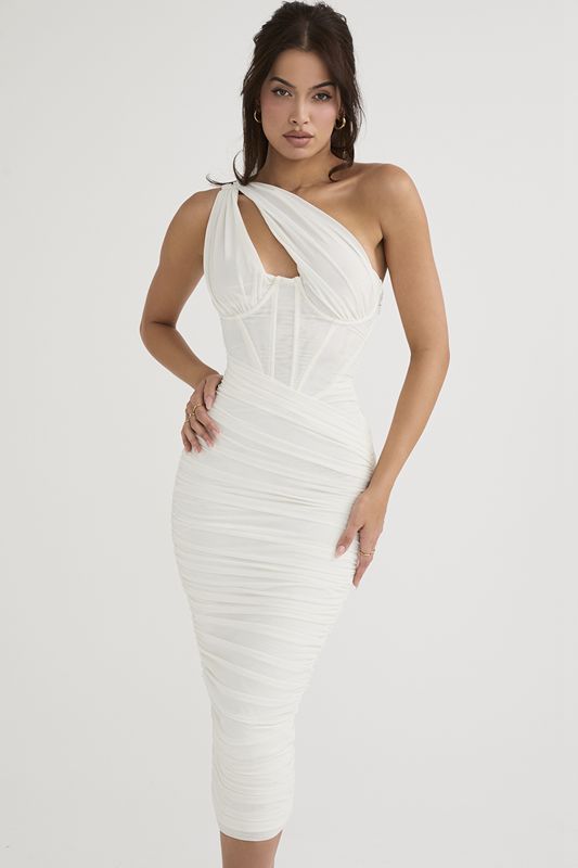 White House Of Cb Asymmetric Cutout Midi Dress | ETU-845026