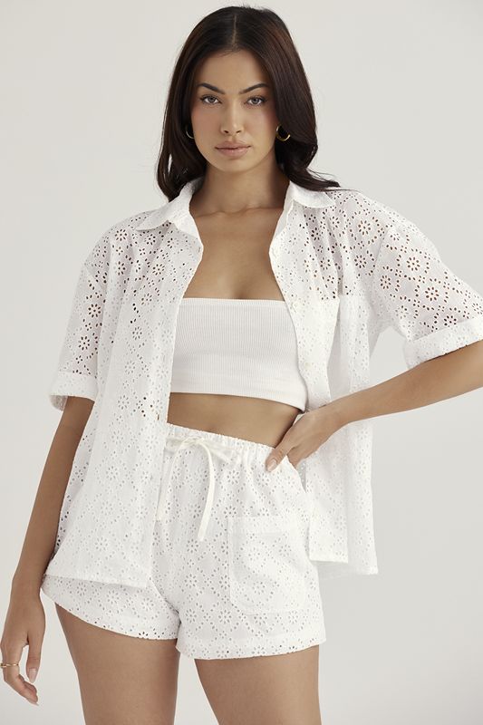 White House Of Cb Broderie Anglaise Shirt Tops | KLI-759243