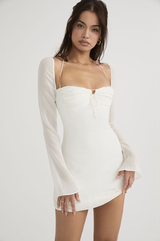 White House Of Cb Chiffon Halter Mini Dress | UXR-357901