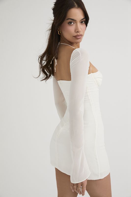 White House Of Cb Chiffon Halter Mini Dress | UXR-357901