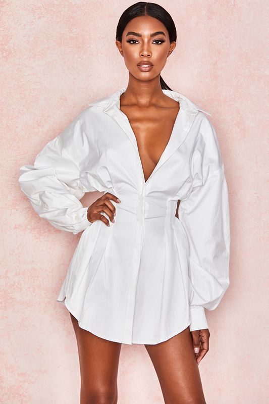 White House Of Cb Cinched Waist Shirt Dress | ELV-826179