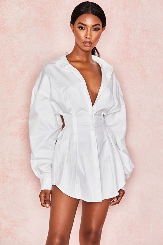 White House Of Cb Cinched Waist Shirt Dress | ELV-826179