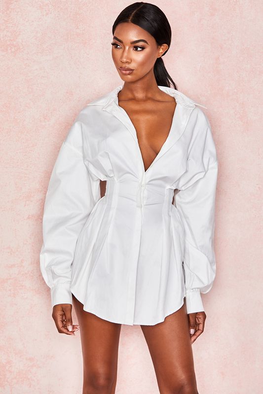 White House Of Cb Cinched Waist Shirt Dress | ELV-826179