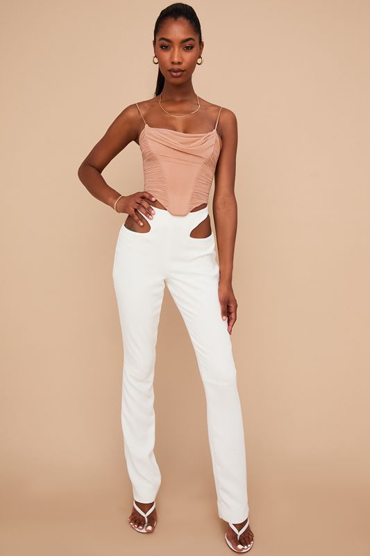 White House Of Cb Crepe Cutouts Pants | ESN-347092