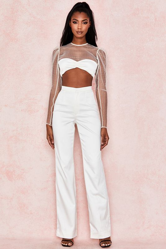 White House Of Cb Crystal Cropped Tops | MRO-210386