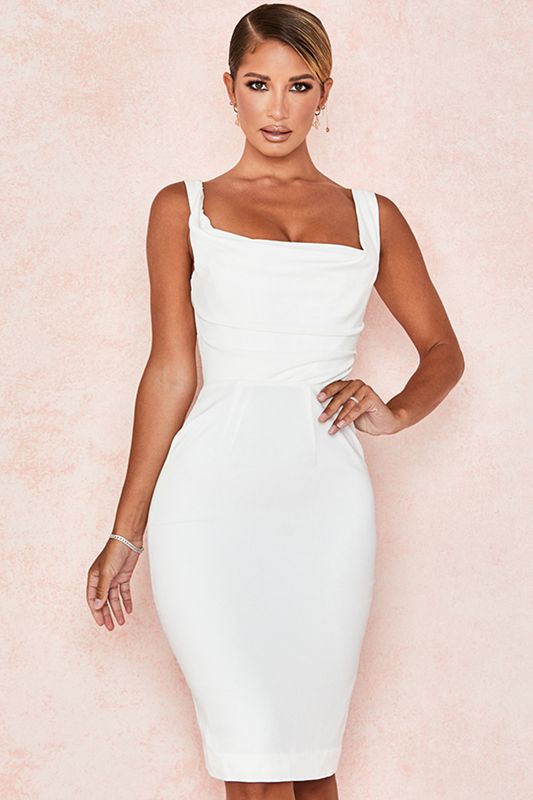 White House Of Cb Draped  Dress | YAB-718926