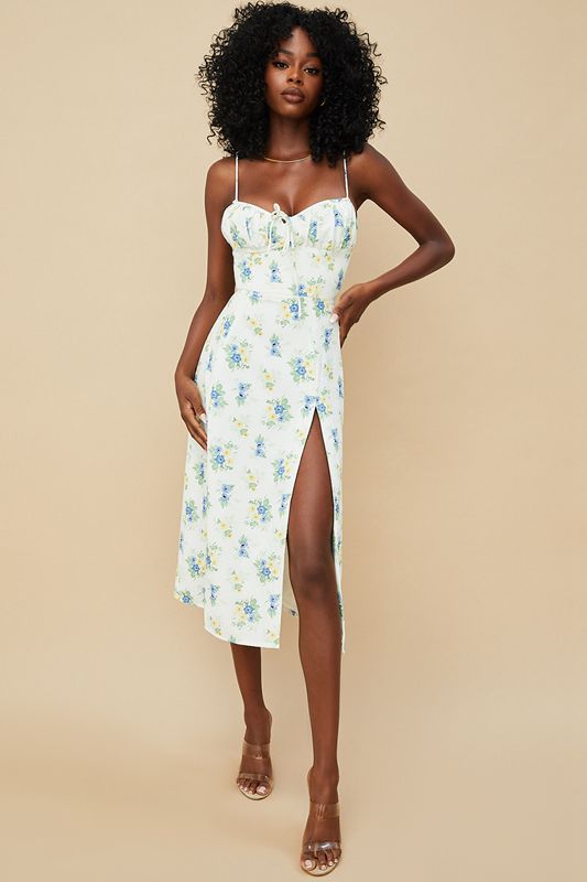 White House Of Cb Floral Bustier Midi Dress | XKH-701342