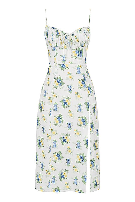 White House Of Cb Floral Bustier Midi Dress | XKH-701342